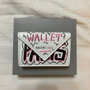 Balenciaga Arena Lamb Graffiti White Wallet